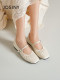 ZhuoShini Marie Jane Women's 2025 new spring and autumn French shallow mouth leather shoes with high pleated flat sole shoes
