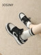 Zhuosini flat shoes for women 2025 new versatile casual breathable lightweight sports shoes thick-soled black and white panda shoes