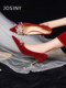 Zhuosini high heels women's wedding shoes 2025 new spring and summer French single shoes pointed toe red bride shoes Xiuhe