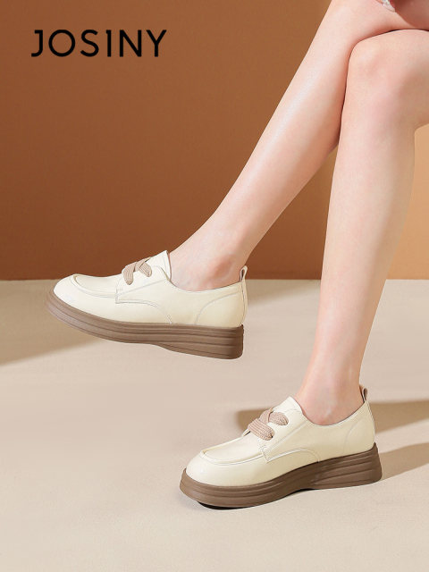 Zhuosini flat-soled retro leather shoes for women 2025 new spring white jk uniform thick sole women's shoes soft sole single shoes
