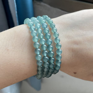
One thing, one picture 5.8MM limited special price pure natural ice blue water jade ball blue and green bracelet for women