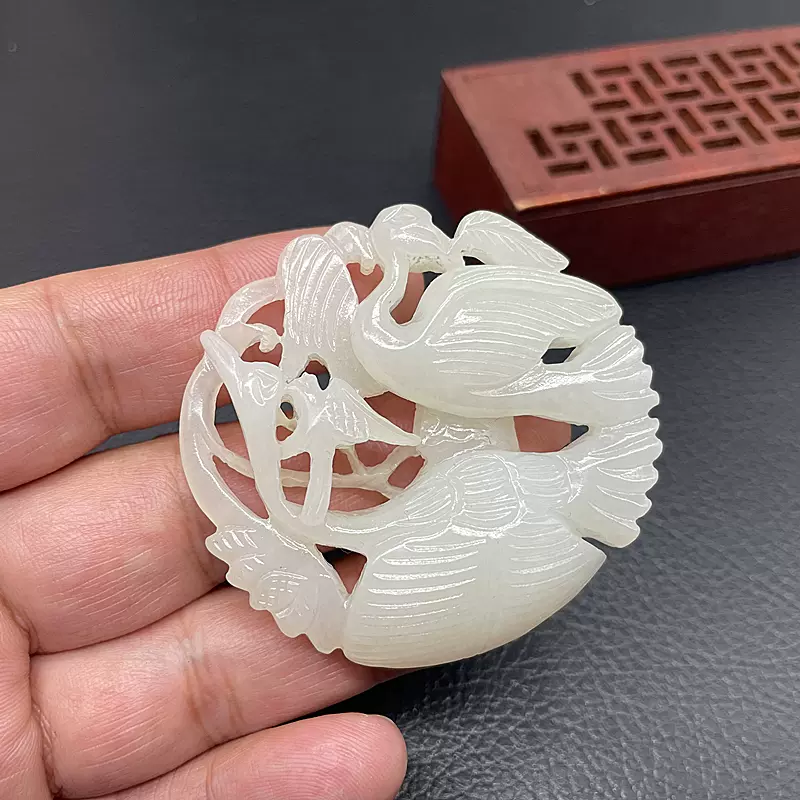 中国骨董品　古玩 玉佩 2枚 セット 和田玉比翼双飞玉佩镂空玉天鹅玉吊坠辽金拉丝古玩玉器海