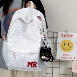 American Retro Embroidered Versatile Backpack New Style Double Shoulder Bag for High School Students Simple Backpack for Junior High School Students Men and Women Backpack