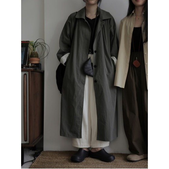 
MMCC paper three-dimensional cut loose oversized retro casual lapel long windbreaker jacket autumn gender-free women