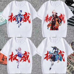 Genshin Impact Mobile Game Short-Sleeve T-Shirt for Men and Women, Hu Tao, Fung Nian, Official Emoji, Funny, Teenagers, Students, Summer T-Shirt