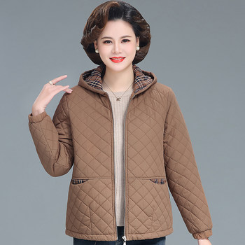 Middle -aged and elderly cotton pink cotton jackets fashion with hat
