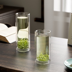 Simple High Borosilicate Household Double-Layer Glass Cup, Heat-Resistant Tea Cup, Anti-Scalding Milk Cup, Transparent Living Room Drinking Cup