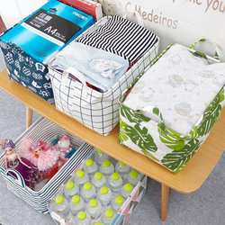 Rectangular Storage Basket Made of Cotton and Linen Fabric for Organizing Books, Clothes, Snacks, Foldable Home and Dormitory Storage Box