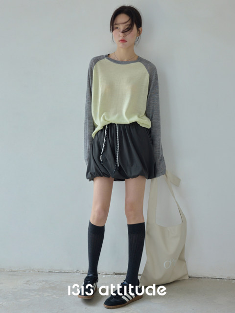 1313 slim gray fluffy flower bud short skirt for summer women's slim drawstring sports elastic skirt
