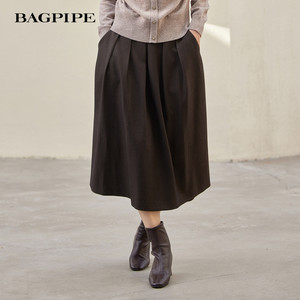 
Bagpipe 2024 skirt women's autumn and winter new retro high-waisted temperament slim a-line high-quality mid-length umbrella skirt