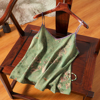 Chinese wind printed acetic acid is thin sleeveless vest
