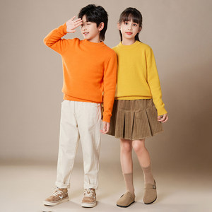 
Children's cardigan half turtleneck boy pullover sweater girls thin knitted base shirt solid color medium large children thick
