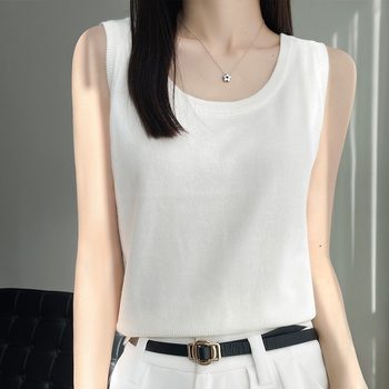 23 Summer Ice Silk White Tibra Vest Vest Woman
