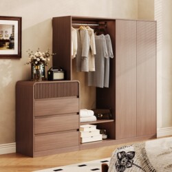 Medieval-Style Wardrobe for Home Use, Bedroom Storage Cabinet, Wall-Mounted Storage Cabinet, Chest of Drawers, Integrated Clothes Rack, Small Apartment Bedside Cabinet