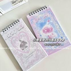 60P Original Ins Glass Mist Bandage Floral Color Pages Romantic Narrow Notebook Korean Style Collage Notebook Spiral Notebook