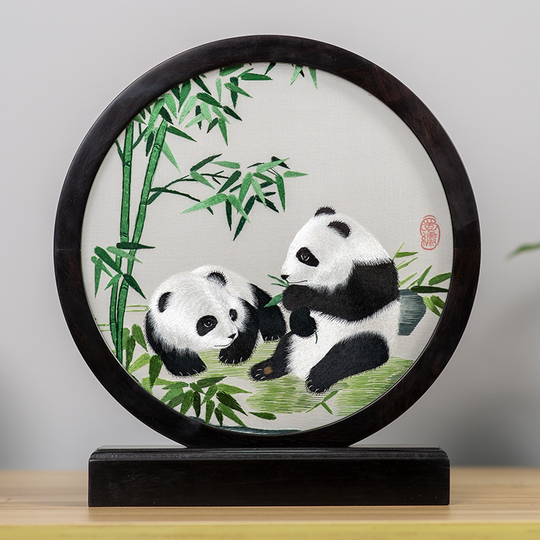 蜀刺繍パンダオーナメント - 四川工芸品ギフト