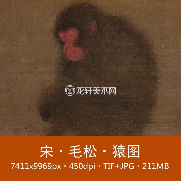 毛松猿图宋画小品图页宋代传世名画国画工笔动物猿猴电子图-Taobao