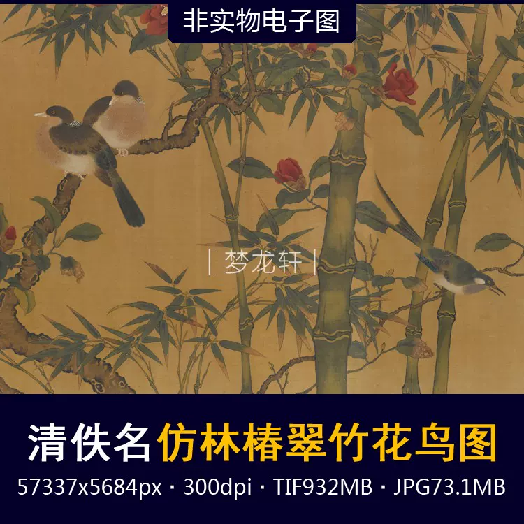 清佚名仿林椿翠竹花鳥圖卷清代工筆花鳥畫國畫高清電子圖素材-Taobao 