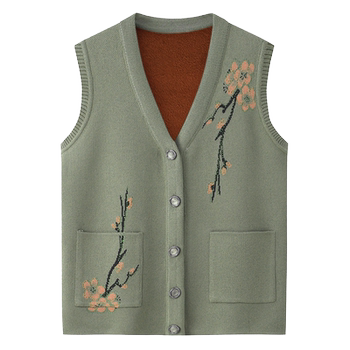 Old man Majia Girls Plel Grandma Sweater Jacket Vest
