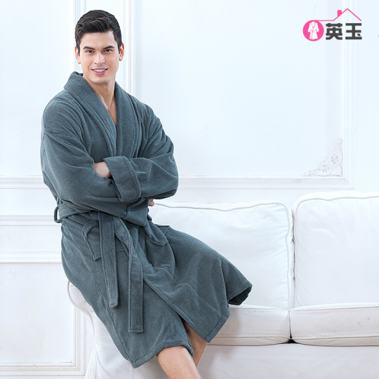 Accappatoio da uomo in cotone Yingyu Taglia forte, caldo e