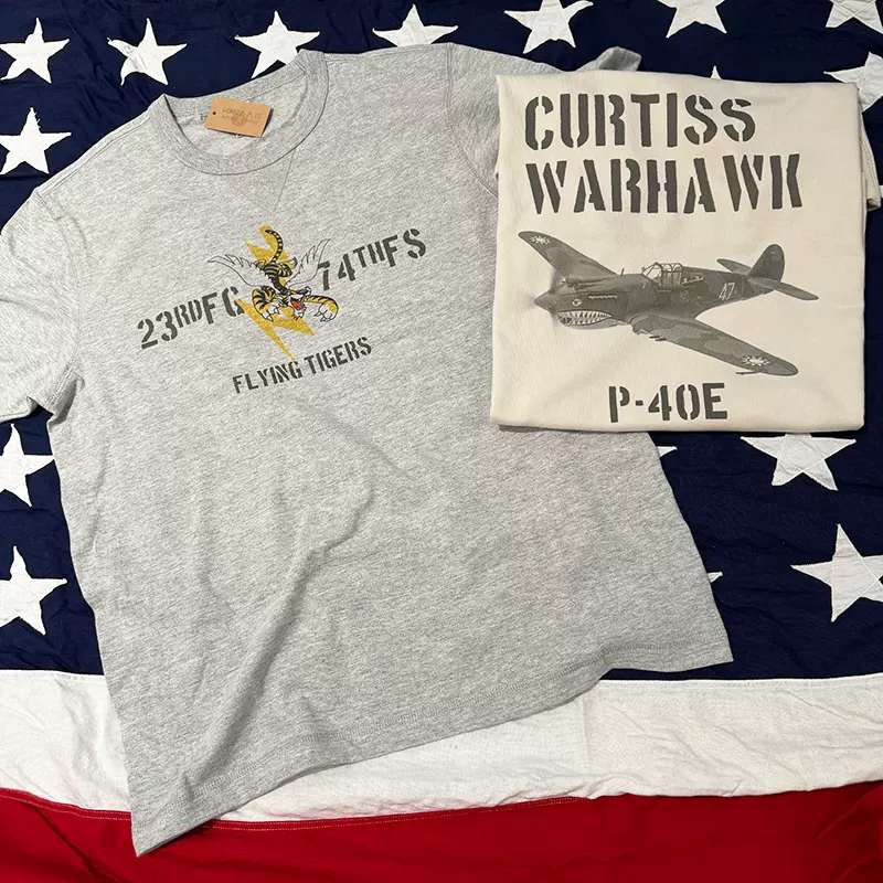 美式复古三角补强avg飞虎队阿美咔叽军事风T恤男女款情侣 - Main Image