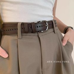2024 New Style Pin Buckle Belt for Women, Summer Decorative Belt for Jeans, Versatile and Fashionable Design, Niche Leather Belt