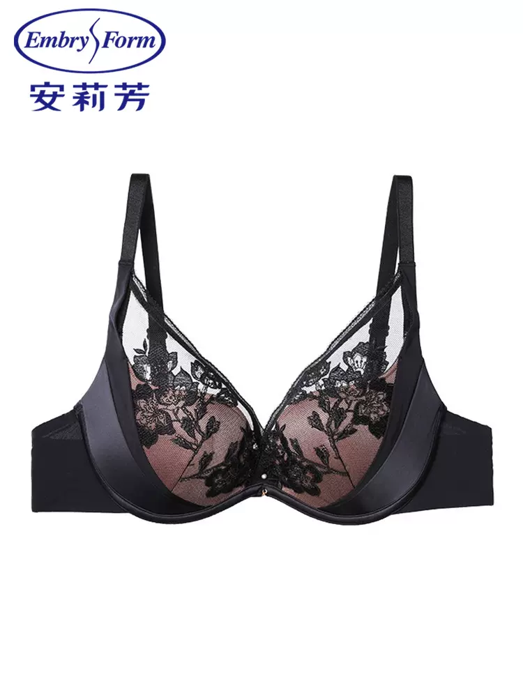 安莉芳性感深v蕾丝水滴杯文胸女士小胸厚杯聚拢内衣eb00182