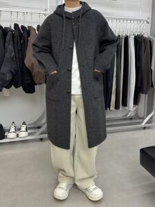 
2025 new high-end hooded woolen coat men's winter long loose casual double-sided woolen coat trend
