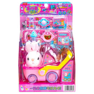 
Plush rabbit trolley 1368-118 girl simulation feeding pet play house educational children's toy
