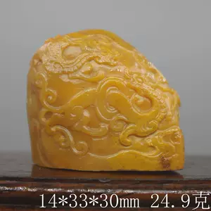 古寶奇蔵】寿山石・綠田黄石・細密彫・瑞獣印章・置物・賞物