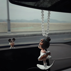 Sweet Ballet+Natural White Ghost Handmade Car Pendant Authentic Molly Car Hanging Ornament Gift for Best Friend or Girlfriend