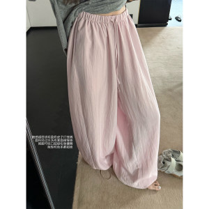 
superniniyy milk leather bloomers/washed matte milk leather drawstring wide leg bloomers trousers