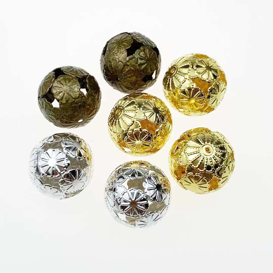 Diy饰品配件饰品材料mm通花球镂空大花球金属球古装头饰配件