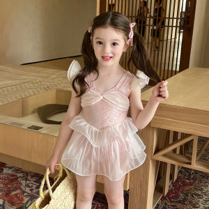
Gardenia Growth Record Children's Clothing Girl Sweatiness Organza One-piece Swimsuit Children's Baby Princess Swimsuit
