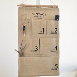 Zakka Storage Bag Hanging Organizer Multi-Layer Multi-Pocket Creative Dormitory Miscellaneous Storage Wall-Mounted Behind-The-Door Hanging Pocket