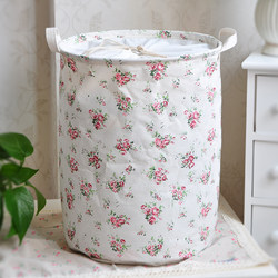 Zakka Japanese-Style Clothing Storage Rose Print Cotton and Linen Bag Item Organizer Storage Bag Storage Tube