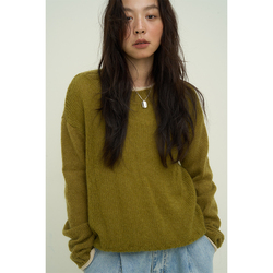 Nothing Nowhere 23fw Stitch Jumping Thick Stitch Crew Neck Knitted Soft Fluffy Knitted Three-color Sweater