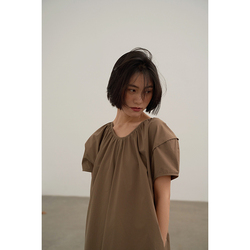 Nothingnowhere Ss23 Two-color Ridge Shoulder Wide Lazy Double Pocket One Piece Obsidian Dress