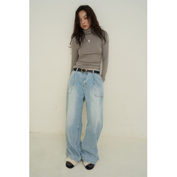 Nothing Nowhere 23fw Yunshan Resonance Crisp Free Wash Light Color Loose Wide Leg Jeans