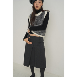 Nothingnowhere 23fw Winter Shadow Design Front And Back Pleated Double-wear A-line Skirt