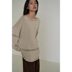 Nothingnowhere 23fw Echoes The Small Hollow, Loose And Comfortable Cotton And Linen One-line Neck Sweater