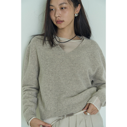 Nothing Nowhere Low-key And Noisy Early Winter Warm 100 Wool Variegated V-neck Short Three-color Sweater