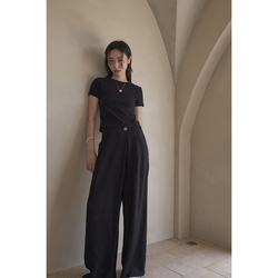 Nothingnowhere Ss23 Is A Big Hit In This Issue! Light, Mercerized, Textured Two-color Diagonal Button Wide-leg Pants
