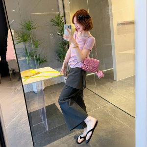 
[BORAKOO] Washed gray fake two-piece wide-leg culottes