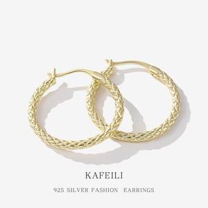 
EH154 new European and American fashion jewelry S952 silver earrings fashionable retro texture geometric circle ear buckle jewelry