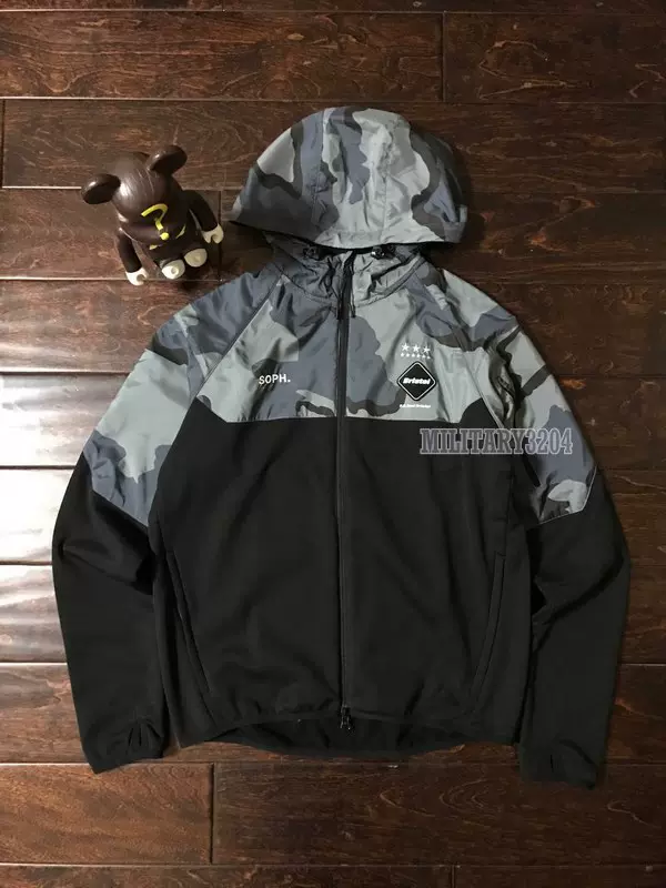 现货F.C.R.B. VENTILATION HOODY FCRB 16AW 迷彩拼接帽衫卫衣-Taobao