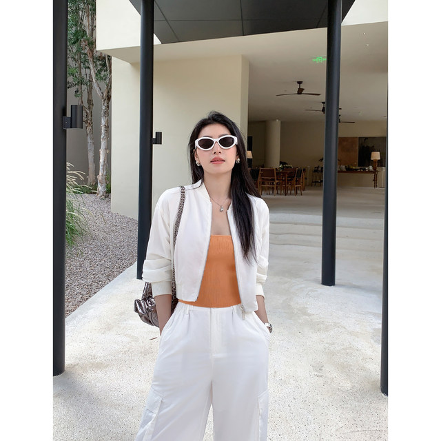 MULVAN black baseball jacket for women short spring new outdoor workwear sun protection jacket retro top