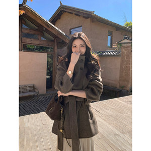 
MULVAN Paris Album Wool Stand Collar Double-sided Woolen Coat Women's High-Quality Temperament Short Woolen Coat