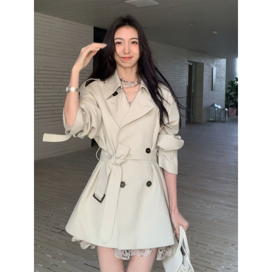 
MULVAN has aura, temperament, tranquil waistcoat, women's mid-length double-breasted lapel high-end jacket