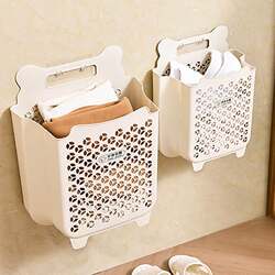 Wall-Mounted Foldable Laundry Basket, Dirty Clothes Storage Basket, Household Trendy Bathroom Laundry Basket